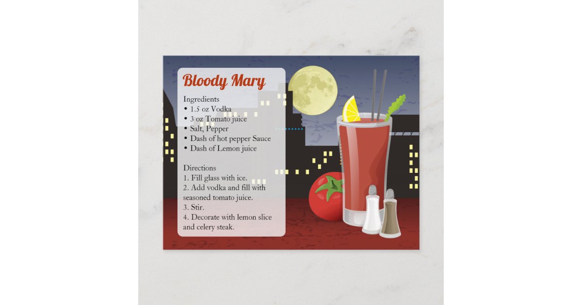 Bloody Mary Recipe Card | Zazzle