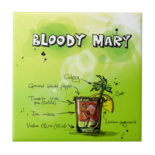 Bloody Mary Recipe Ceramic Tile (Front)