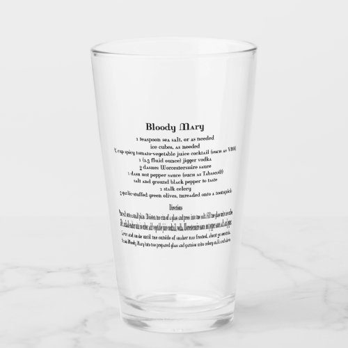 Bloody Mary Recipe Glass