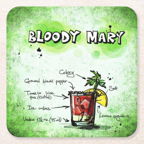 Bloody Mary recipe Square Paper Coaster