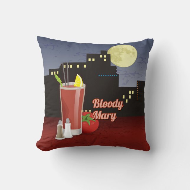 Bloody Mary Recipe Throw Pillow (Front)
