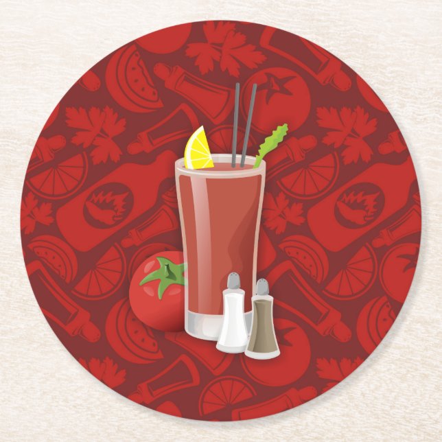 Bloody Mary Round Paper Coaster (Front)