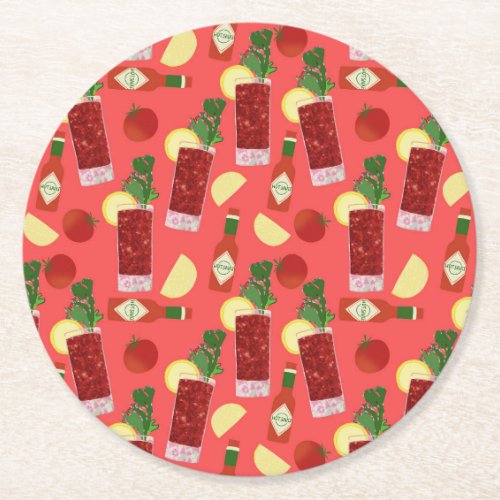 Bloody Mary Round Paper Coaster