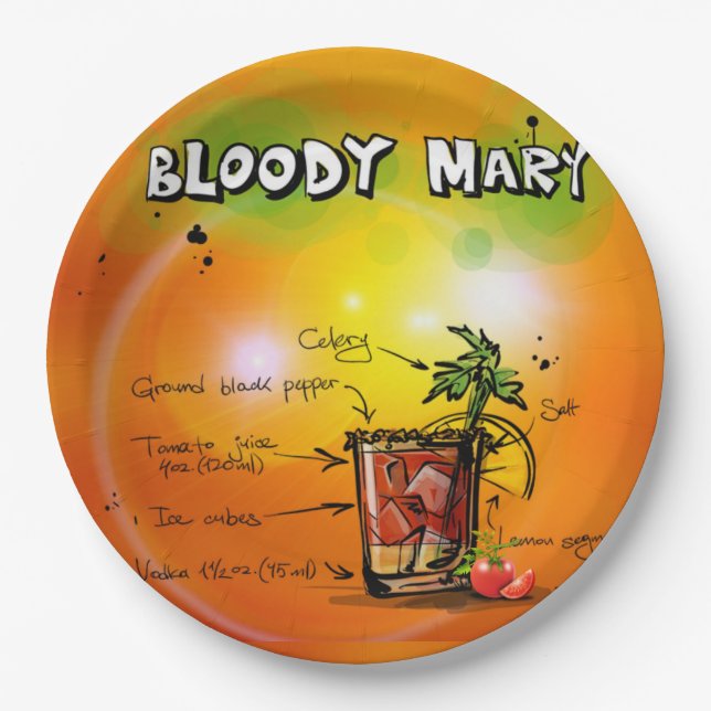Bloody Mary-Tangerine Background Paper Plate (Front)