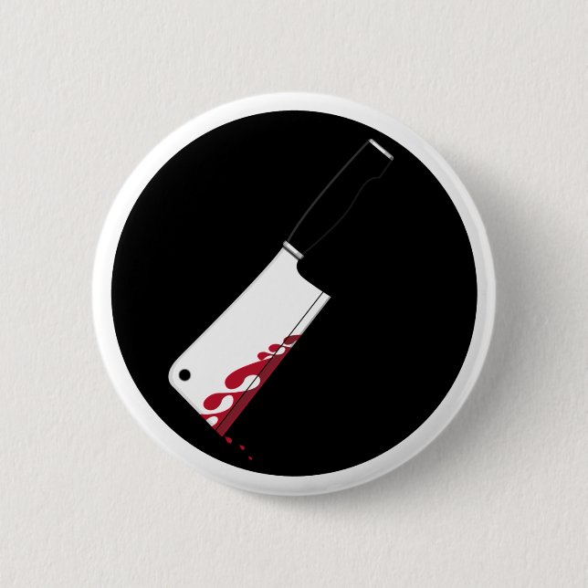 Bloody Meat Cleaver Badge Button (Front)