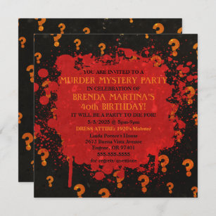 Bloody Murder Mystery Party Invitation
