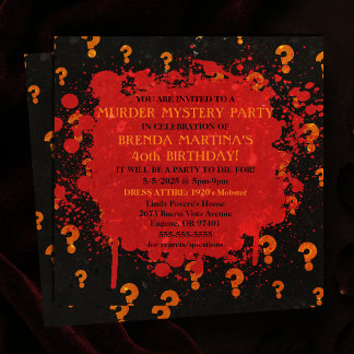 Bloody Murder Mystery Party Invitation