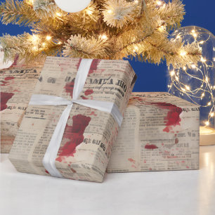 Bloody Newspaper Print Wrapping Paper