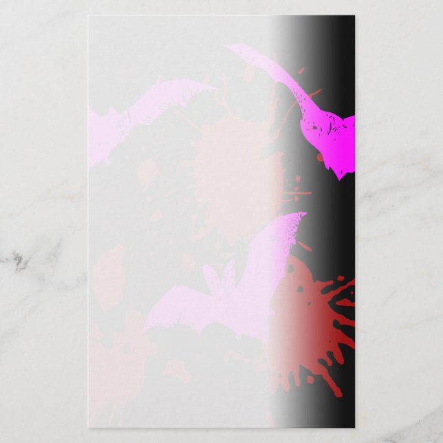 Bloody Pink Bats Splatter Horror Stationery (Front)