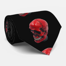Bloody Red Skull on Black Halloween Tie