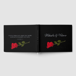 Bloody Rose Elegant Black Gothic Wedding Foil Guest Book
