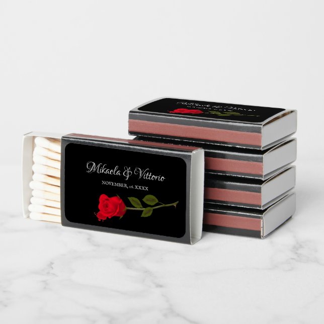 Bloody Rose elegant black Gothic Wedding  Matchboxes (Stacked)