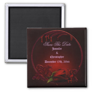 Bloody Rose Frame Save The Date Goth Wedding Magnet