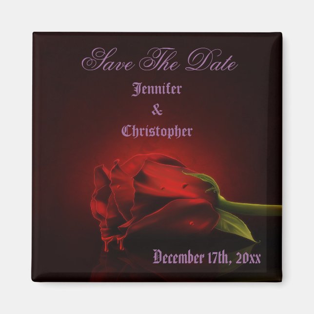Bloody Rose Gothic Save The Date Wedding Magnet (Front)