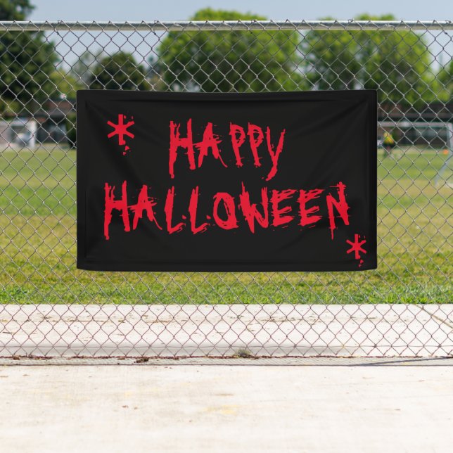 Bloody scary red Happy Halloween black red banner (Insitu)