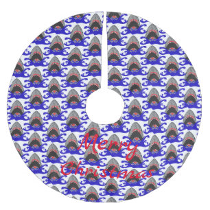 Bloody Shark Jaws Thunder_Cove Brushed Polyester Tree Skirt