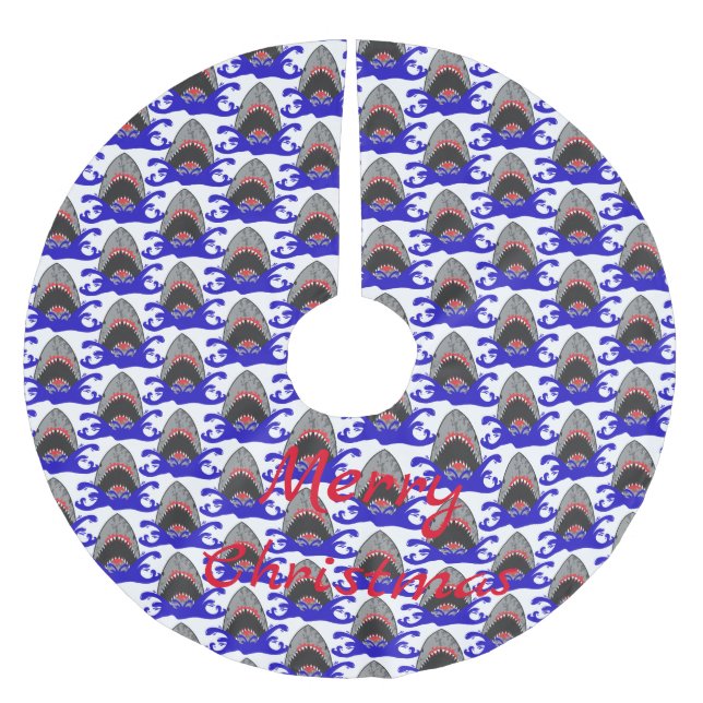 Bloody Shark Jaws Thunder_Cove Brushed Polyester Tree Skirt (Front)