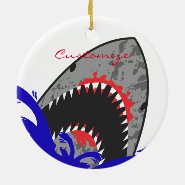 Bloody Shark Jaws Thunder_Cove Ceramic Ornament (Back)