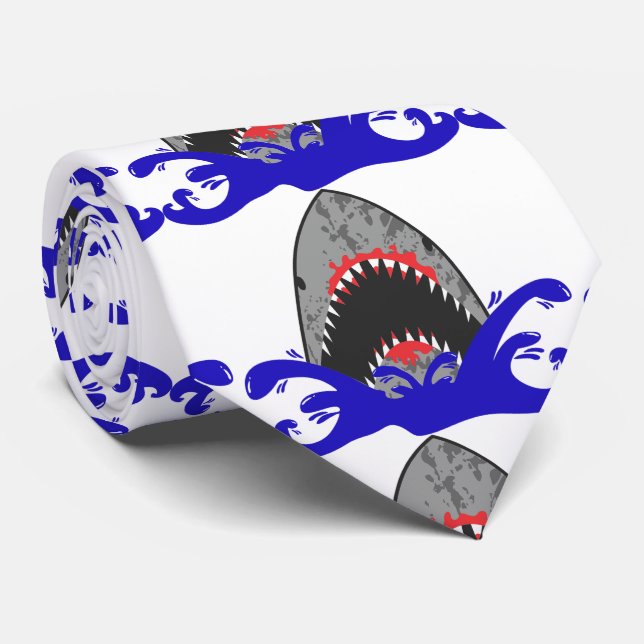 Bloody Shark Jaws Thunder_Cove Neck Tie (Rolled)