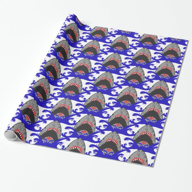 Bloody Shark Jaws Thunder_Cove Wrapping Paper (Unrolled)