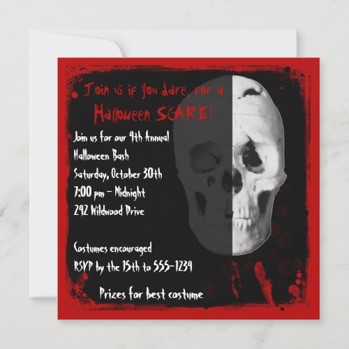 Bloody Skull Adult Halloween Party Invitation