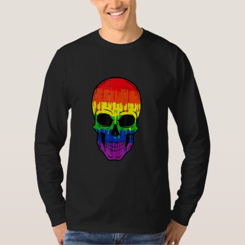 Bloody Skull Lgbt Gay Pride Costume Easy Halloween T_Shirt