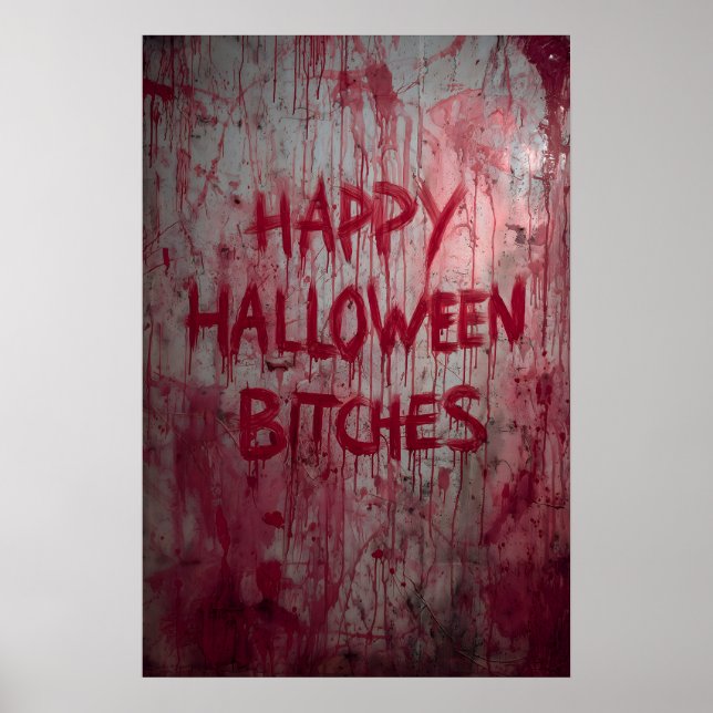 Bloody Splatters Halloween Dramatic Crazy Door  Poster (Front)