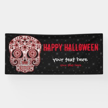 Bloody Sugar Skull * Choose Background Color Banner by celebrationideas at Zazzle
