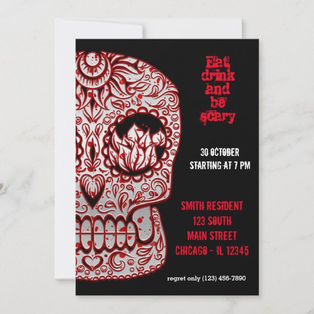 Bloody Sugar Skull Invitation (Front)