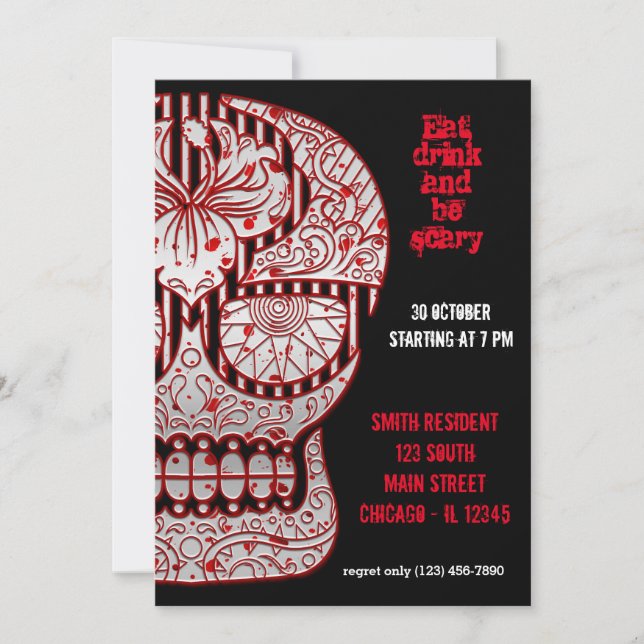 Bloody Sugar Skull Invitation (Front)