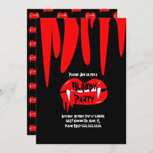 Bloody Vampire Halloween Birthday Party Invitation