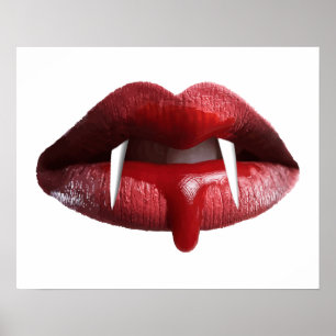 Bloody Vampire Red Lipstick Lips Poster