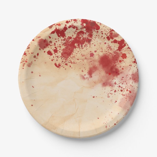 Bloody Vintage Paper Halloween Gothic Party Plates (Front)