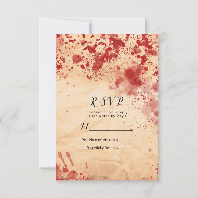 Bloody Vintage Paper Halloween Gothic RSVP Reply Card (Front)