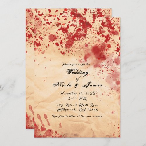 Bloody Vintage Paper Halloween Gothic Wedding Invitation