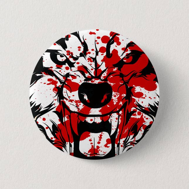 Bloody Wolf Pinback Button (Front)