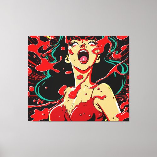 Bloody Woman Pulp Canvas Wall Art