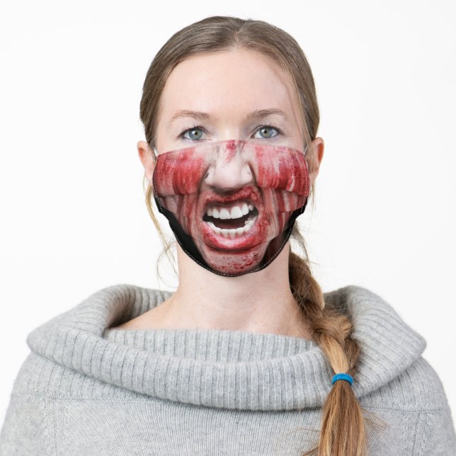 Bloody Zombie Adult Cloth Face Mask (Worn)