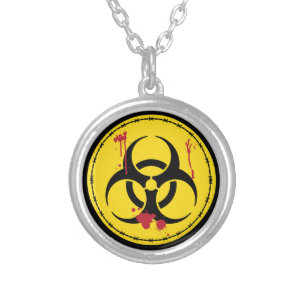 Bloody Zombie Halloween Biohazard Horror Movie Silver Plated Necklace