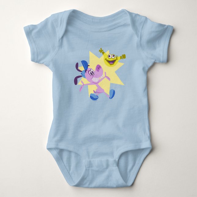 Bloofy and Pouchy Baby Bodysuit (Front)