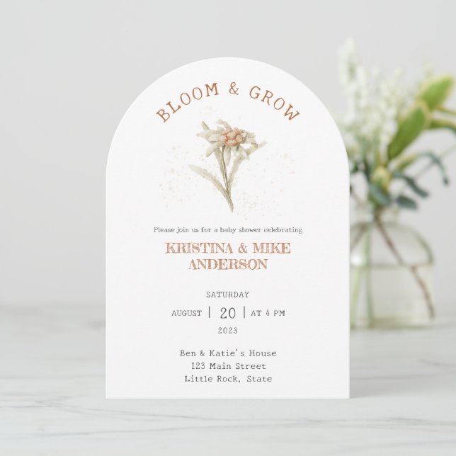 Bloom and Grow Edelweiss Baby Shower Invitation (Standing Front)
