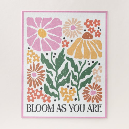 Bloom As You Are Boho Floral Inspirational Quote Jigsaw Puzzle