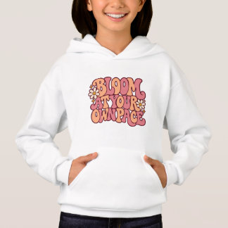 Bloom At Your Own Pace Retro Pink Kids Teen Pullov Hoodie