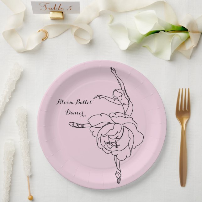 Bloom Ballet Dancer With Floral Touch Customized   Paper Plates (Wedding)
