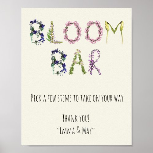 Bloom Bar _ Customizable Instructions and Name  Poster