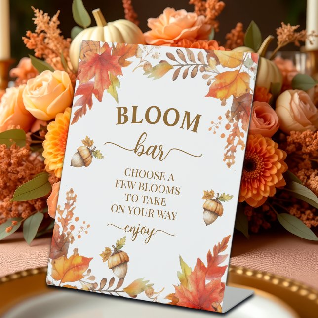Bloom Bar Fall Boho Floral Bridal Shower Pedestal Sign (Creator Uploaded)