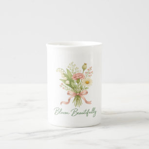 Bloom Beautifully Watercolor Wildflower Bouquet Bone China Mug