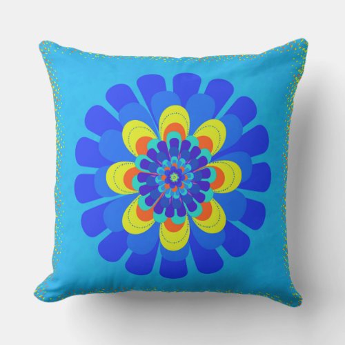 Bloom Blue Throw Pillow