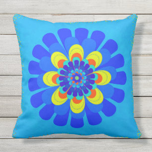 Bloom Blue Throw Pillow