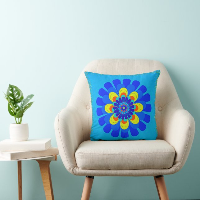 Bloom Blue Throw Pillow (Chair)